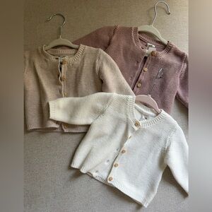 H&M Knit Button-Front Cardigans - White, Taupe, Mauve